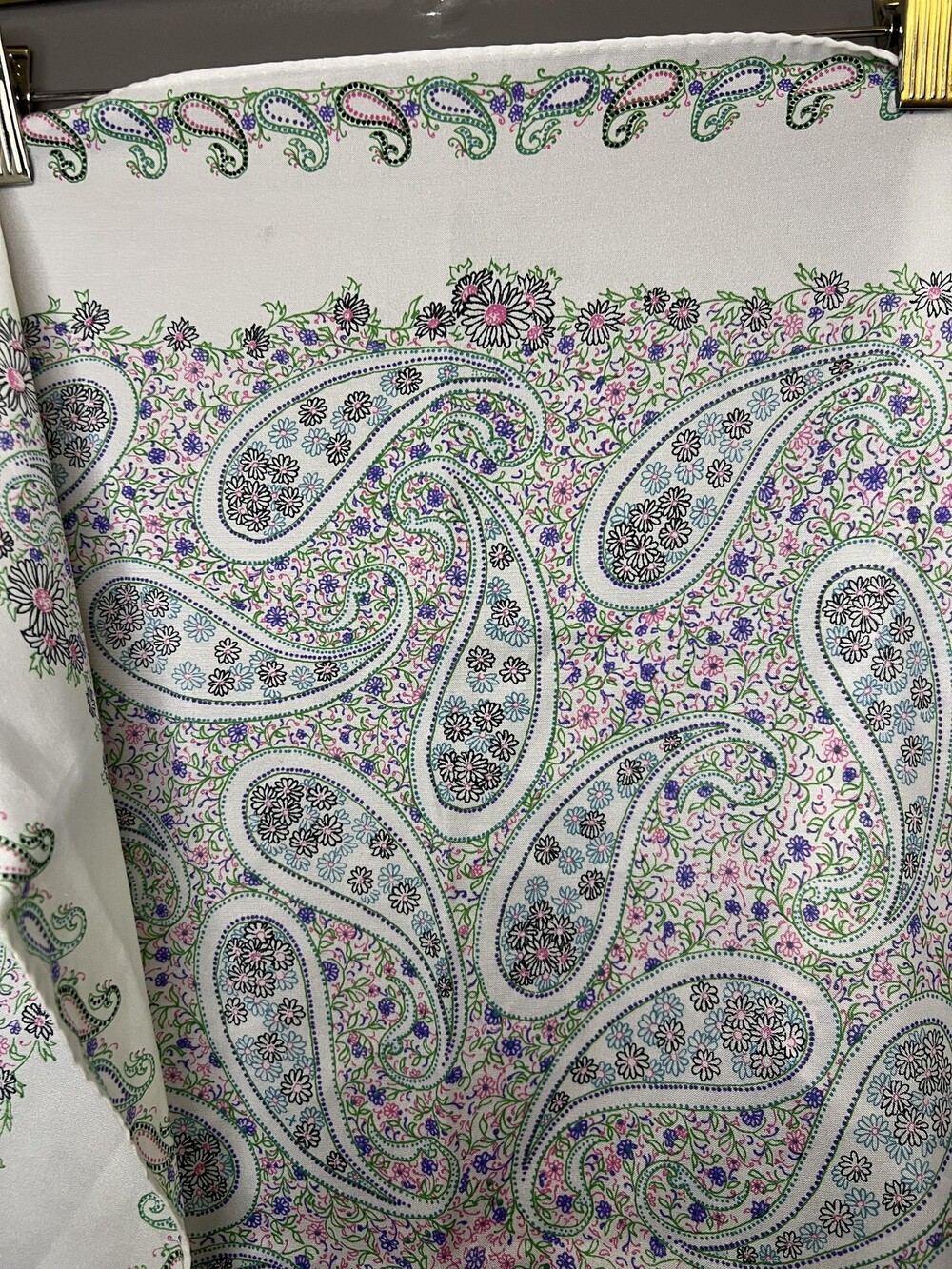 Paisley Daisy Floral Scarf Womens One Size Multicolor Satin Square Shawl Wrap